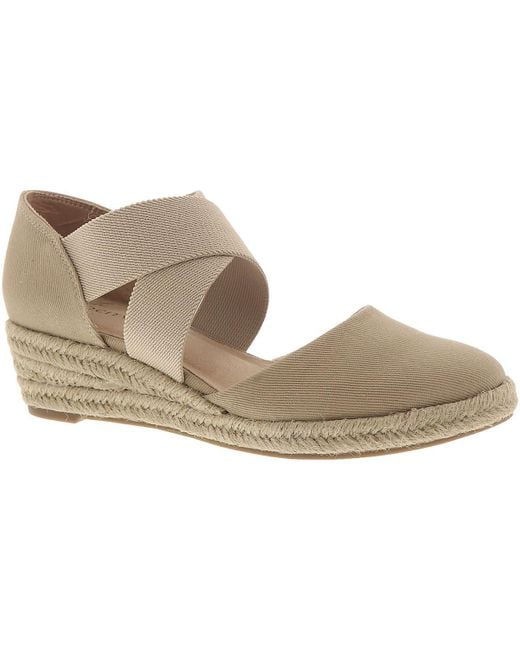 LifeStride Gray Keaton Canvas Slip On Wedge Heels