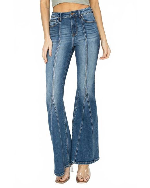 Xentora Rise Risen High Rise Front Seam Flare Jeans in Blue | Lyst