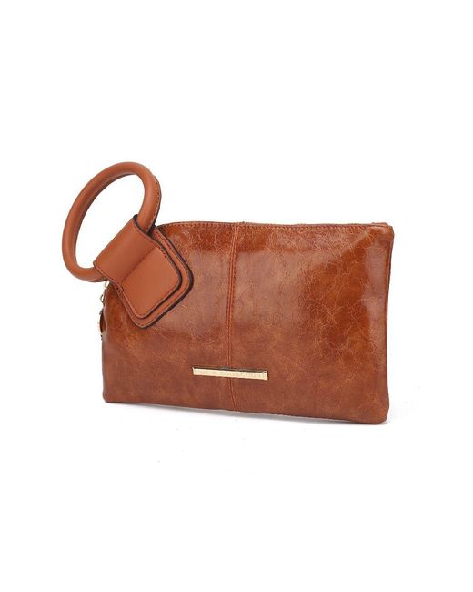 MKF Collection by Mia K Brown Simone Vegan Leather Clutch/wristlet For