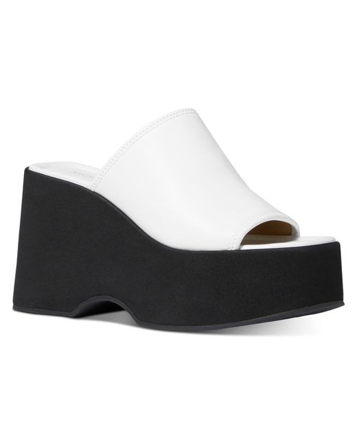 MICHAEL Michael Kors Black Dabney Faux Leather Slip-on Platform Sandals