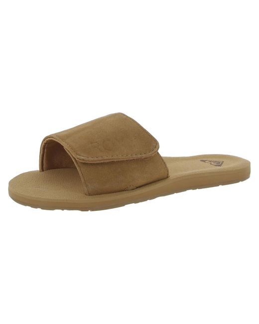 Roxy Brown Bette Faux Leather Slip On Slide Sandals