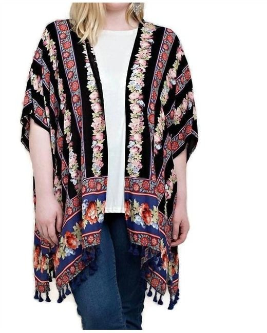 Kori Black Back Crochet Patch Kimono Jacket