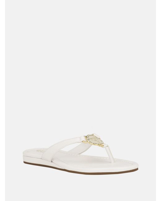 Guess Factory White Justy Bling Flip-flop Sandals