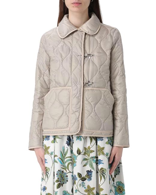 Fay Gray Quilted Neutral Wave Stitched Toggle Jacket