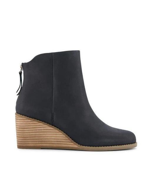 TOMS Blue Casey Leather Wedge Boot
