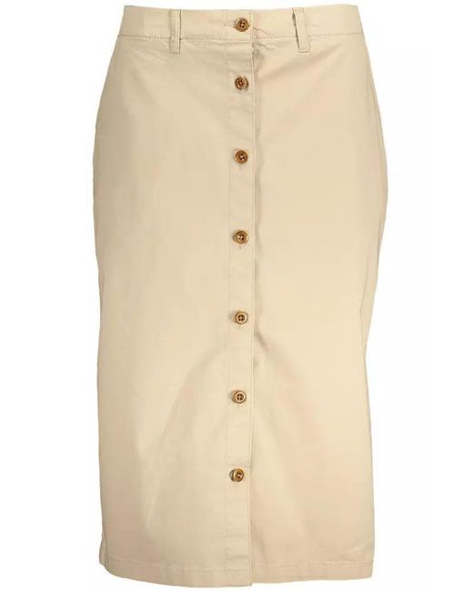 GANT Chic Longuette Skirt With Classic Button Detail in Natural | Lyst