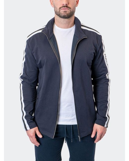 Maceoo Blue Signature Zipper Track Jacket for men