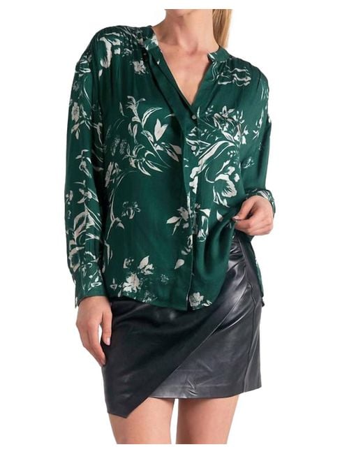 Elan Green Long Sleeve Button Down Blouse