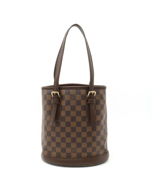 Louis Vuitton Brown Bucket Canvas Shoulder Bag (pre-owned)