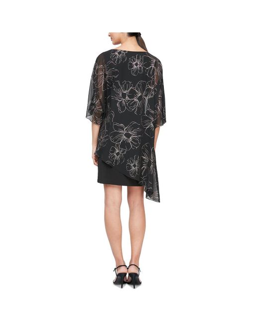 SLNY Metallic Popover Cocktail And Party Dress in Black | Lyst