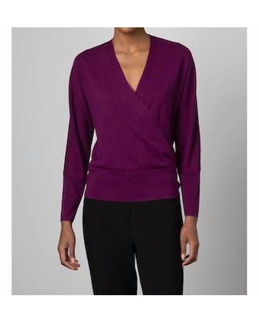 Kinross Cashmere Purple Surplice Wrap Sweater