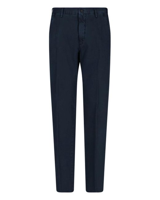 Incotex Blue High-Waisted Chino Pants With Straight Leg Design for men