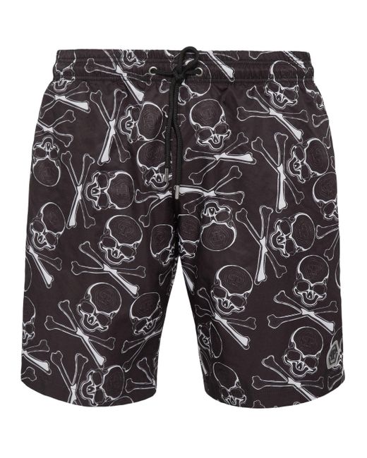 Philipp Plein Gray Beach Shorts And Trousers for men
