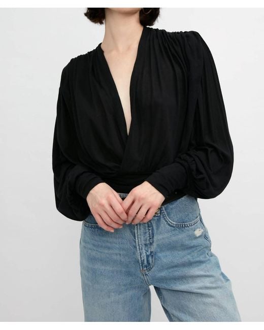 IRO Black Barba V-Neck Long Sleeve Blouse