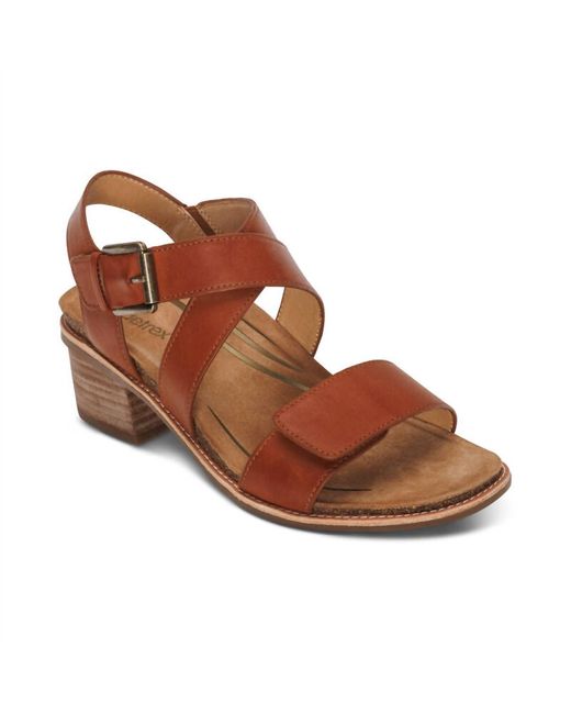 Aetrex Brown Kristin Adjustable Cross Strap Low Heel Sandals