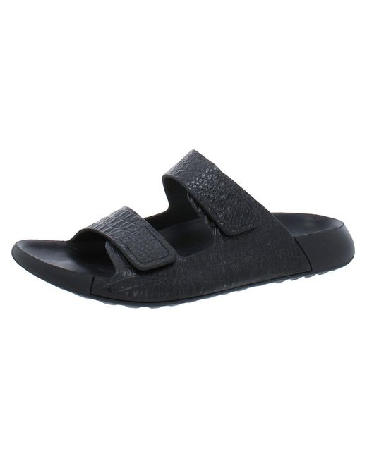 Ecco Black Leather Slide Sandals