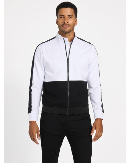 Guess White Genaro Color-Block Zip Jacket for men