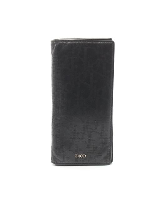 Dior Black Vertical Long Wallet Bi-fold Long Wallet Leather