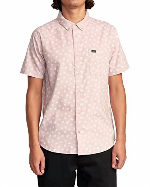 RVCA Pink That'll Do Slim Fit Short Sleeve Shirt for men