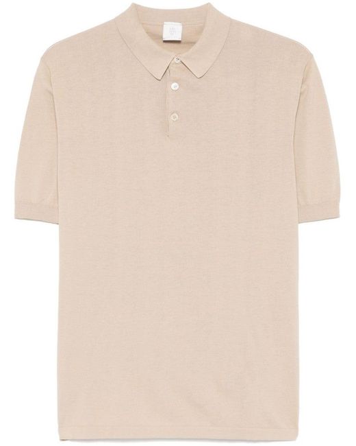 Eleventy Natural Short-Sleeved Polo With Classic Collar And Design for men
