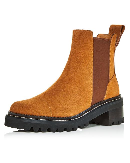 See By Chloé Mallory Leather Cap Toe Chelsea Boots in Brown | Lyst