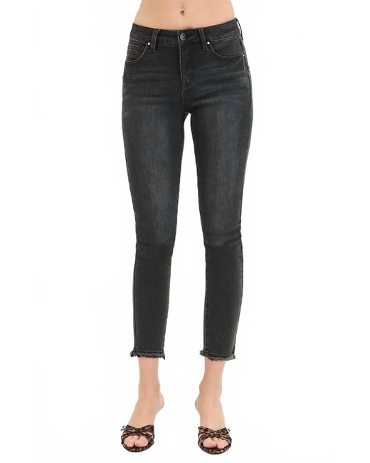 Risen Black Mid Rise Tummy Control Crop Skinny Jeans