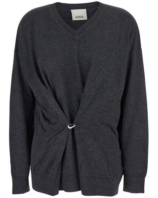 Isabel Marant Black Charcoal Chiraz Twist Detail Pullover