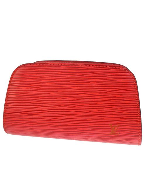 Louis Vuitton Red Dauphine Leather Clutch Bag (pre-owned)