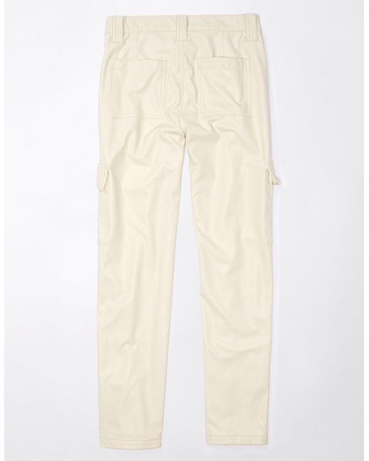 American Eagle Outfitters Natural Ae Stretch High-waisted Vegan Leather Straight Cargo Pant