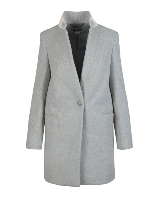 Stella McCartney Gray Fleur Felt-collar Wool Coat