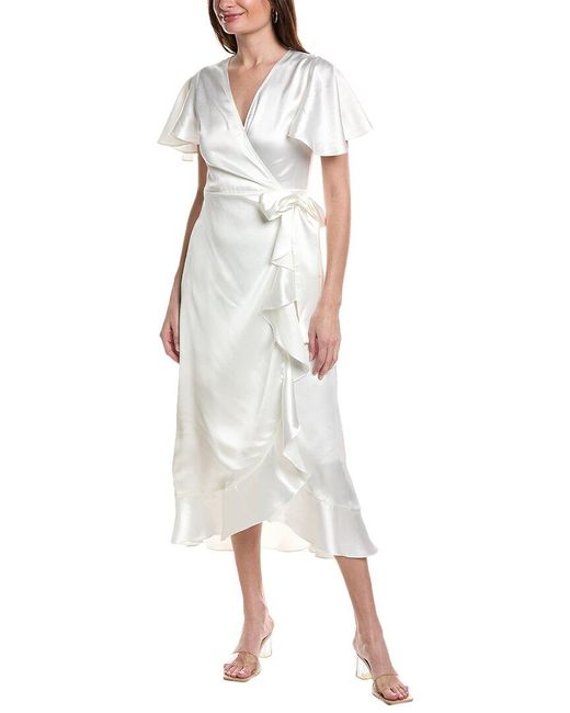 Dress Forum White Flutter Sleeve Wrap Dress