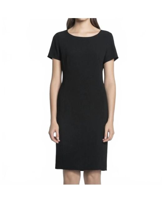 Luisa Cerano Black Straight Fit Short Sleeve Dress