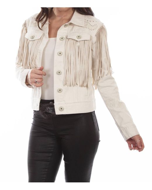 Scully White Embroidered Denim Jacket