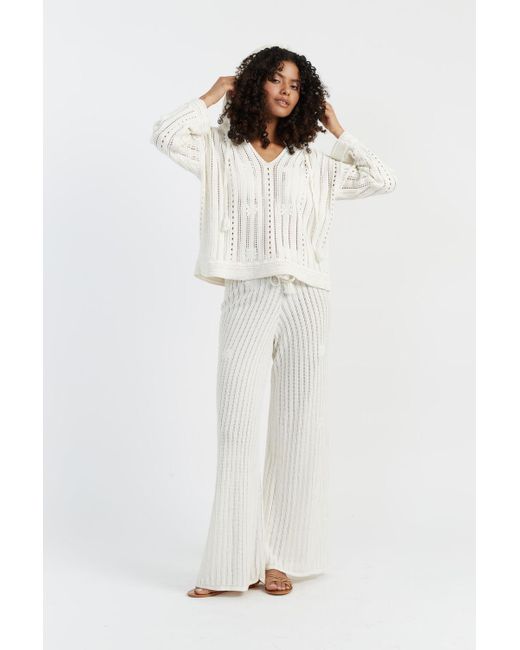 Chinti & Parker White Cream Laura Whitmore Bohemian Trousers