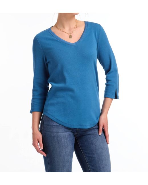 Fdj Blue V-Neck Rib Top