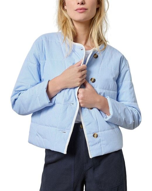 Lilla P Blue Striped Collarless Jacket