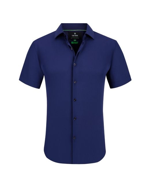 Tom Baine Blue Solid Performance Button Down for men