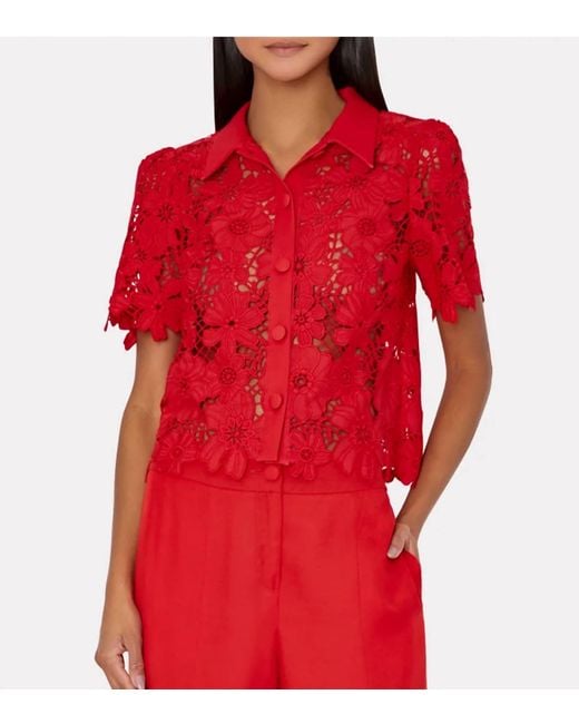 MILLY Red Addison Roja Lace Top