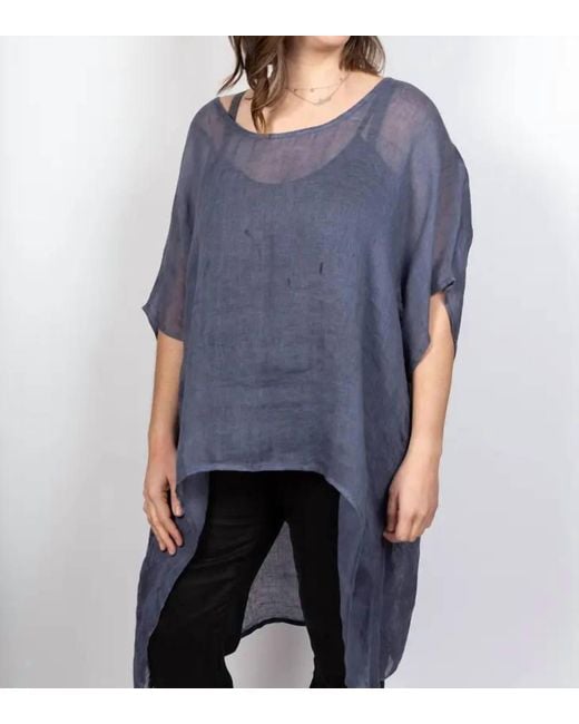 Umgee Blue V Neck Kaftan Tunic