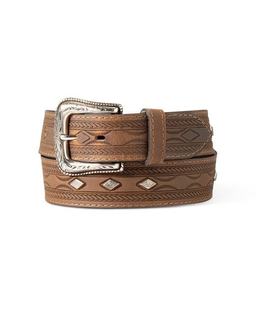 Ariat Brown Aztec Diamond Concho Belt for men