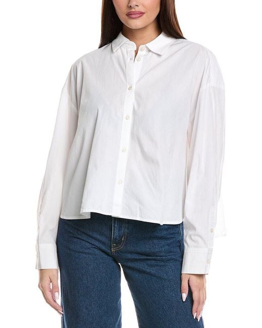 7 For All Mankind White Cropped Shirt