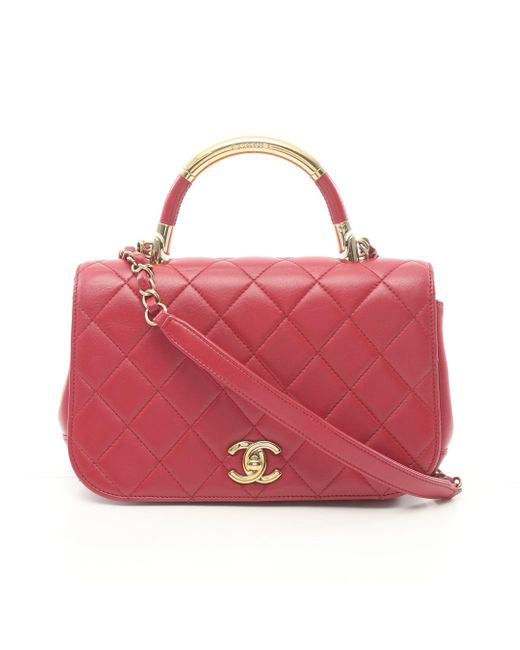 Chanel Pink Matelasse Chain Shoulder Bag Lambskin Gold Hardware 2way