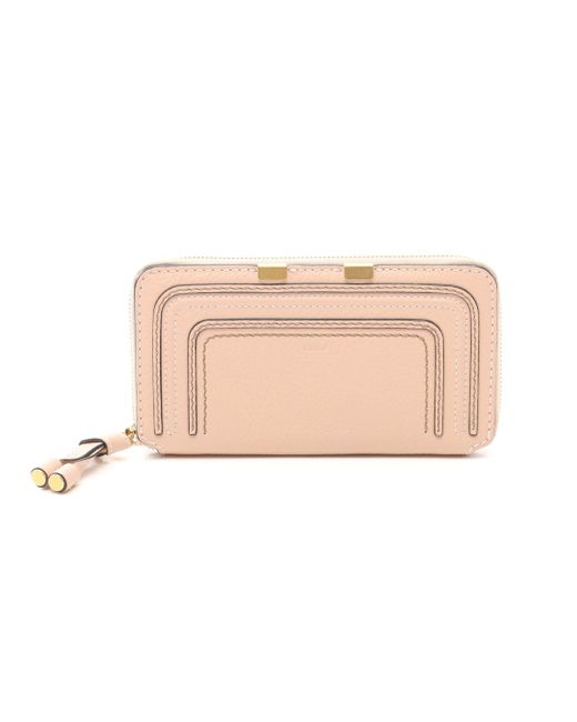 Chloé Pink Marcie Mercy Round Zipper Long Wallet Leather Light