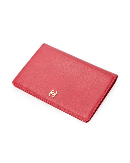 Chanel Red Cc Bifold Wallet