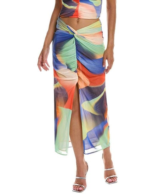 Nicholas Blue Monroe Draped Split Front Midi Skirt