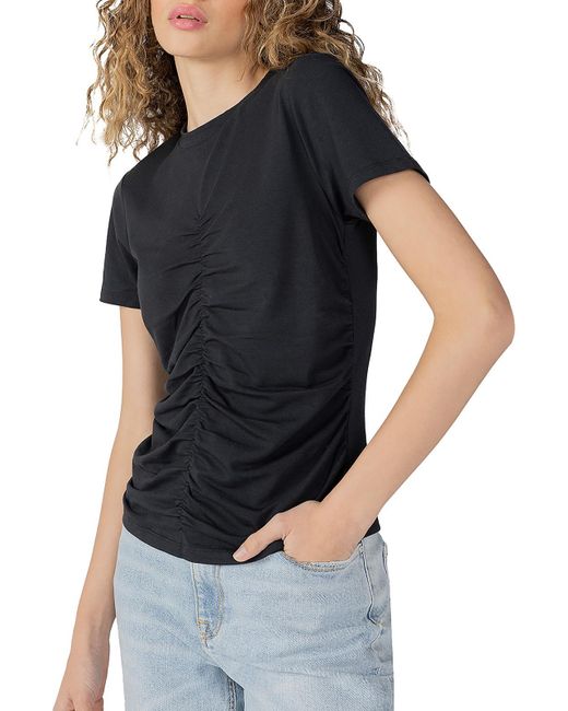 Sanctuary Black Ruched Tee Pullover Top