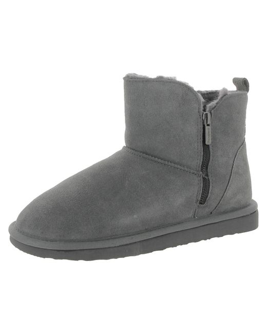 BEARPAW Gray Kori Leather Winter & Snow Boots