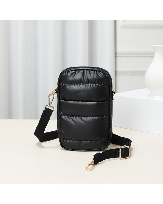Fashnzfab Black Puffer Rectangle Crossbody Bag