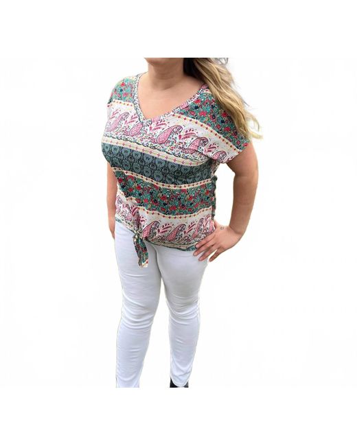 Hailey & Co Gray Paisley-Printed Top