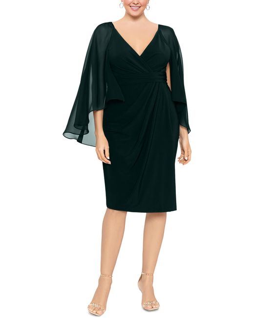 Betsy & Adam Green Plus Ruched Polyester Sheath Dress